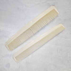 Vintage Goody Comb x2 Hairdresser Part Cream Plastic Retro Unbreakable